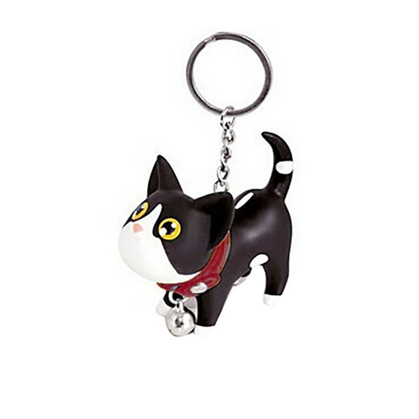 Genuine Leather Key-Chain/Bag-Charm,A Sitting Kitty Shape Black or other color